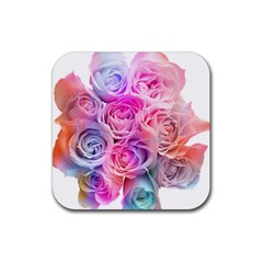 Rose Bouquet Flower Petal Floral Rubber Coaster (square)  by Pakrebo