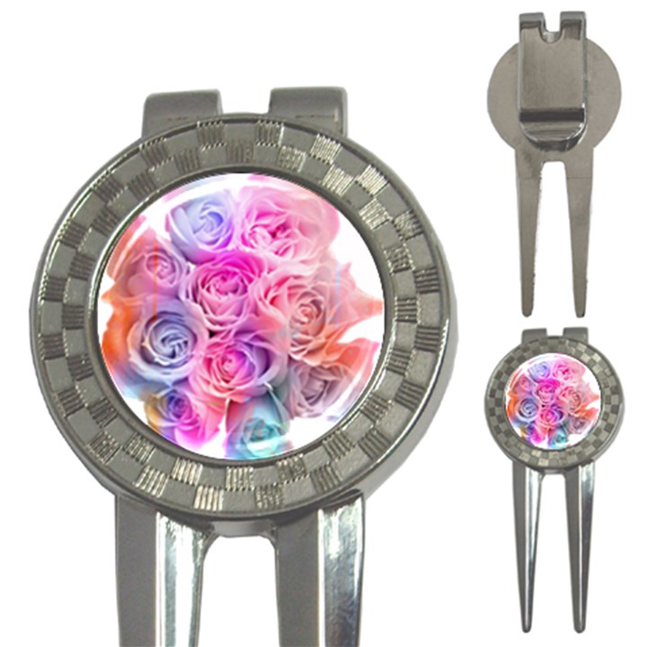 Rose Bouquet Flower Petal Floral 3-in-1 Golf Divots