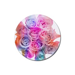 Rose Bouquet Flower Petal Floral Rubber Round Coaster (4 Pack)  by Pakrebo