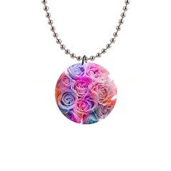 Rose Bouquet Flower Petal Floral 1  Button Necklace by Pakrebo