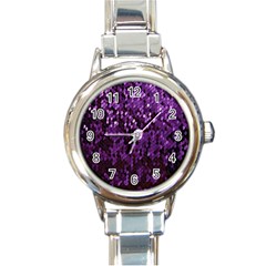 Sequins  White Purple Round Italian Charm Watch by Pakrebo