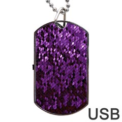 Sequins  White Purple Dog Tag Usb Flash (one Side) by Pakrebo