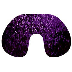 Sequins  White Purple Travel Neck Pillow by Pakrebo