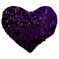 Sequins  White Purple Large 19  Premium Flano Heart Shape Cushions by Pakrebo