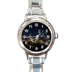 Night City Seoul Travel Korea Sky Round Italian Charm Watch by Pakrebo