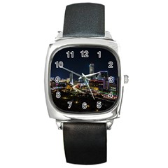 Night City Seoul Travel Korea Sky Square Metal Watch by Pakrebo