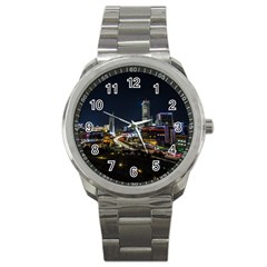 Night City Seoul Travel Korea Sky Sport Metal Watch by Pakrebo