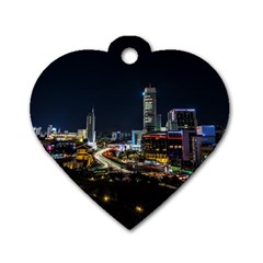 Night City Seoul Travel Korea Sky Dog Tag Heart (two Sides) by Pakrebo