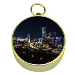 Night City Seoul Travel Korea Sky Gold Compasses by Pakrebo