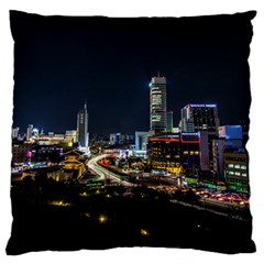 Night City Seoul Travel Korea Sky Large Flano Cushion Case (one Side) by Pakrebo