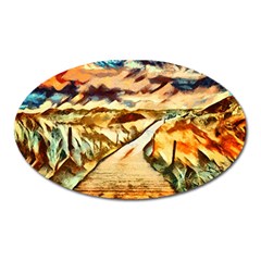 Painting Expressive Colors Texture Oval Magnet by Pakrebo