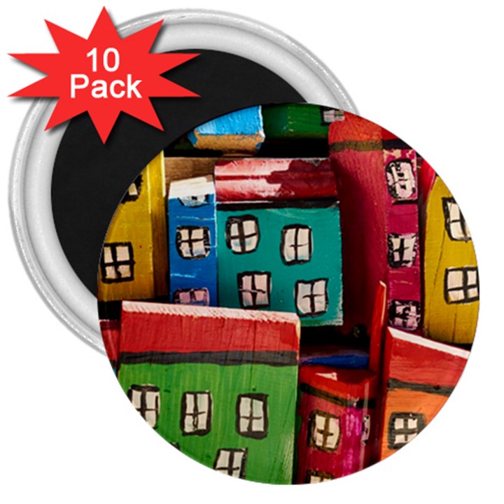 Houses Handmade Cultural 3  Magnets (10 pack) 