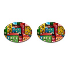 Houses Handmade Cultural Cufflinks (oval) by Pakrebo