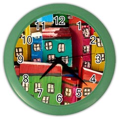 Houses Handmade Cultural Color Wall Clock by Pakrebo