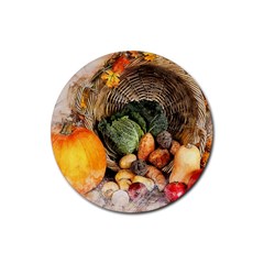 Pumpkin Vegetables Autumn Rubber Round Coaster (4 Pack)  by Pakrebo