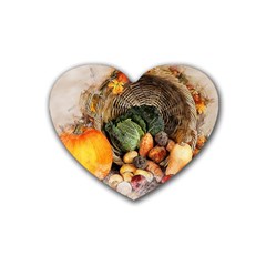 Pumpkin Vegetables Autumn Heart Coaster (4 Pack) 