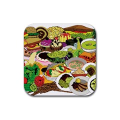 Eat Food Background Art Color Rubber Coaster (square)  by Pakrebo