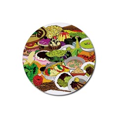 Eat Food Background Art Color Rubber Coaster (round)  by Pakrebo