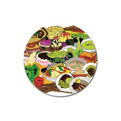 Eat Food Background Art Color Magnet 3  (round) by Pakrebo