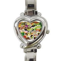 Eat Food Background Art Color Heart Italian Charm Watch by Pakrebo