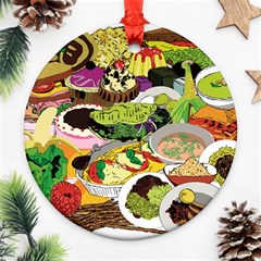 Eat Food Background Art Color Round Ornament (two Sides) by Pakrebo