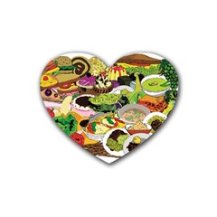 Eat Food Background Art Color Heart Coaster (4 Pack) 