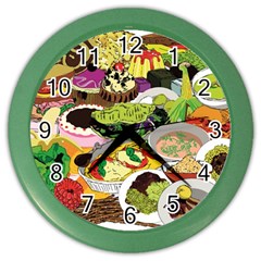 Eat Food Background Art Color Color Wall Clock by Pakrebo