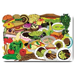 Eat Food Background Art Color Large Doormat  by Pakrebo