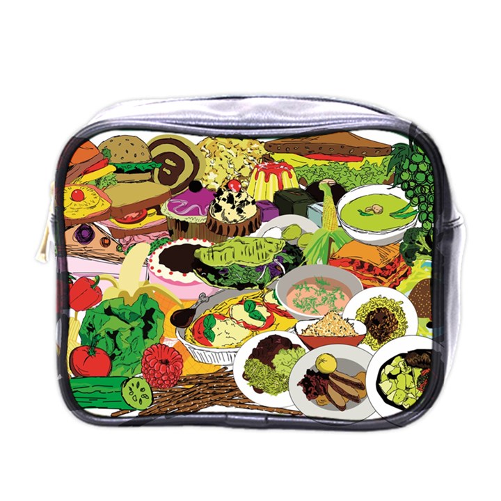 Eat Food Background Art Color Mini Toiletries Bag (One Side)