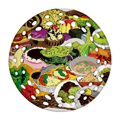 Eat Food Background Art Color Ornament (round Filigree) by Pakrebo