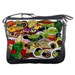 Eat Food Background Art Color Messenger Bag by Pakrebo