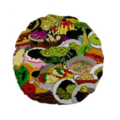 Eat Food Background Art Color Standard 15  Premium Round Cushions by Pakrebo