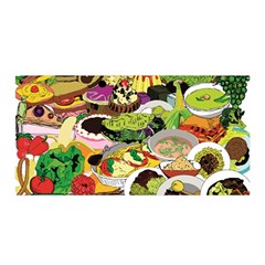 Eat Food Background Art Color Satin Wrap by Pakrebo