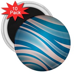 Background Abstract Blue Wavy 3  Magnets (10 Pack)  by Pakrebo