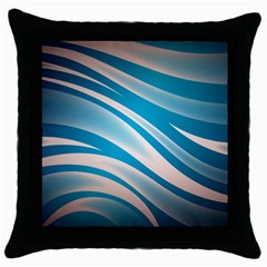 Background Abstract Blue Wavy Throw Pillow Case (black) by Pakrebo