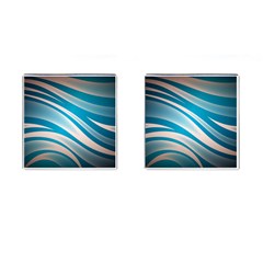 Background Abstract Blue Wavy Cufflinks (square) by Pakrebo