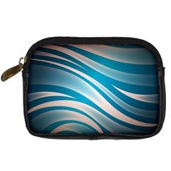 Background Abstract Blue Wavy Digital Camera Leather Case by Pakrebo