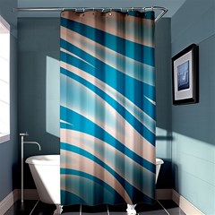 Background Abstract Blue Wavy Shower Curtain 36  X 72  (stall)  by Pakrebo