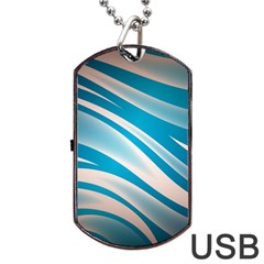 Background Abstract Blue Wavy Dog Tag Usb Flash (one Side) by Pakrebo