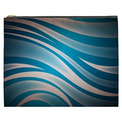 Background Abstract Blue Wavy Cosmetic Bag (xxxl) by Pakrebo