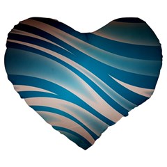 Background Abstract Blue Wavy Large 19  Premium Heart Shape Cushions by Pakrebo