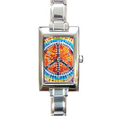 Tie Dye Peace Sign Rectangle Italian Charm Watch by Pakrebo