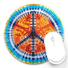 Tie Dye Peace Sign Round Mousepads by Pakrebo