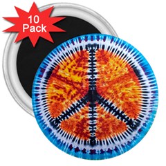 Tie Dye Peace Sign 3  Magnets (10 Pack)  by Pakrebo