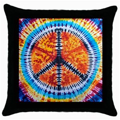 Tie Dye Peace Sign Throw Pillow Case (black) by Pakrebo