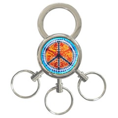 Tie Dye Peace Sign 3-ring Key Chain by Pakrebo