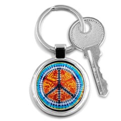 Tie Dye Peace Sign Key Chain (round) by Pakrebo