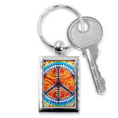 Tie Dye Peace Sign Key Chain (rectangle) by Pakrebo