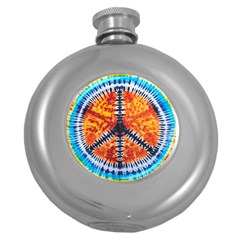 Tie Dye Peace Sign Round Hip Flask (5 Oz)