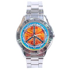 Tie Dye Peace Sign Stainless Steel Analogue Watch by Pakrebo